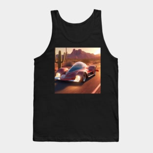 A Retro-Futuristic Racing Car Travelling Through The Arizona Desert At Dusk. Tank Top